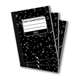 iScholar Mini Composition Books, Wide Rule, 4.5 x 3.25 Inches, 60 Sheets per Book, Black and White Marble, Set of 3 Books (13333)