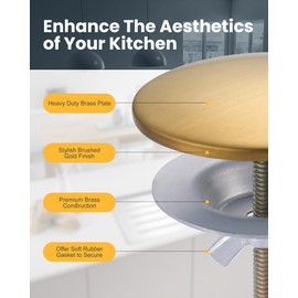 Kitchen Sink Hole Cover, 2 PCS Faucet Hole Cover for Kitchen Sink, Tap Hole Plate Stopper Cover Blanking Metal Plug, Sink Countertop Hole Cap Cover, Brushed Gold