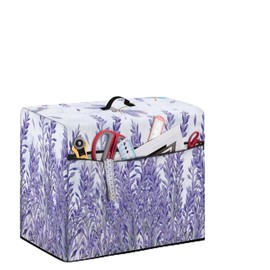 Tutolipy Purple Sewing Machine Dust Cover Cube Stain Resistant Drink Maker Appliance Protective Cover with Storage Pocket & Top Handle for Sewing Enthusiasts,Lavender Dragonfly
