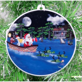 Bayou Swamp Santa Claus Christmas Ornament with Alligator Reindeer
