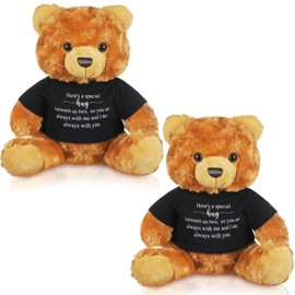 DEEKIN 2 Pcs Little Bear Plush Stuffed Animal Sympathy Gift with a Bear Hug Sign Gift for Condolences Memorial Loss of Loved (Brown, Black)