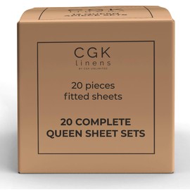 Bulk Case Pack of 20 Fitted Sheets - 20 Fitted Queen Sized Sheets - Bulk Pack of Queen Fitted Sheets - Bulk Queen Size Sheets - Wholesale Bulk Sheets Hotels, Airbnbs - Massage Sheets - Bulk, White