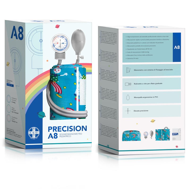AIESI® Sfigmomanometro Manuale Professionale Pediatrico aneroide senza stetoscopio PRECISION A8,