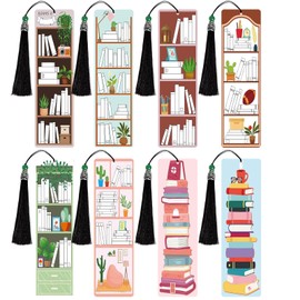 HTTDMY 8PCS Diamond Painting Art Bookmarks,Cute Acrylic Bookmarks Crafts Kits Gifts with Pendants for Adult Women Book Lovers (Bookshelf)