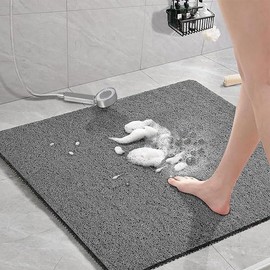 Loofah Bath Mat, Shower Mat, Non-Slip, Soft Comfort Shower Mats, Bath Mat, Shower Mat, Non-Slip - Families, Children & Seniors (60 x 60 cm, Grey)