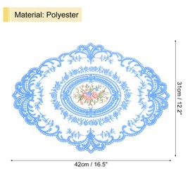 uxcell Retro Lace Placemat 12x16-in Oval Embroidered Table Place Mats French Crochet Doilies Coasters Cup Mat for Home Wedding, Blue