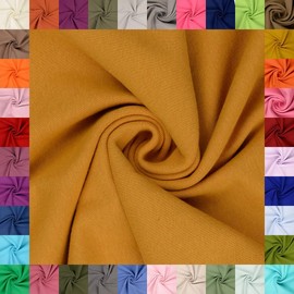 fingsi Stoffe Mira Cuff Fabric, Fine Knit, Tubular Fabric, Coupon, Plain, 34 cm, Tube Width, 95% Cotton, 5% Elastane (37th Ochre 1.0m)