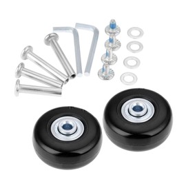 Mtsooning 2 Sets 45 x 18 mm Black Luggage Suitcase Replacement Wheels with Axles Wrench Repair