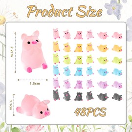 Goiern Pack of 48 Mini Resin Luminous Pig in the Dark Mini Pig Luminous Mini Portrait Mini Fairy Garden DIY Christmas Birthday Party Jewellery Accessories