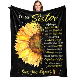 Valentines Day Sister Gifts Throw Blanket 60" x 50", Sister Gifts from Sister, Sister Birthday Gifts, Gifts for Sisters from Sisters/Brother, Sister Birthday Gift Ideas, Birthday Present for Sister