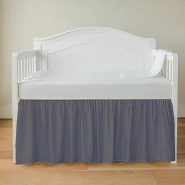 Luxury Crib Bed Skirt 28" x 52" with 14 Inch Drop Soft & Breathable Dust Ruffle Fits Standard Crib and Toddler Bed Nursery Microfiber Fabric Ruffle Bed Skirt for Baby Boys or Girls Dark Grey Solid