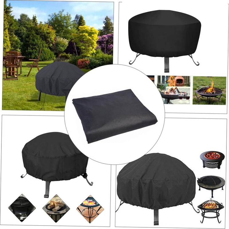 KICHOUSE 1pc Bbq Cover Pvc Coating Round Outdoor Fire Pit