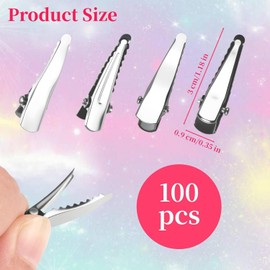 100-Pack 30mm Small Silver Alligator Clips for Hair, Crafts - Metal Crocodile Clips Hair Pins, Teeth Bows, Hair Clip Holders for Arts & Crafts, Hair Accessories