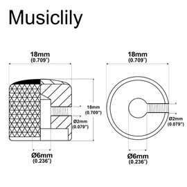 Musiclily Metrisch Gitarren Potiknöpfe Metall Knöpfe Dome Knobs mit Madenschraube für E-Gitarre Bass, Schwarz(4 Stück)