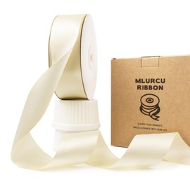 Ivory Ribbon Cream Ribbon 1-1/2 Inch Ivory Satin Ribbon 50 Yards Beige Ribbon Double Faced Cream Satin Ribbon Ivory Silk Ribbon for Gift Wrapping Flower Bouquet Wedding Invitations Hair Bows Crafts