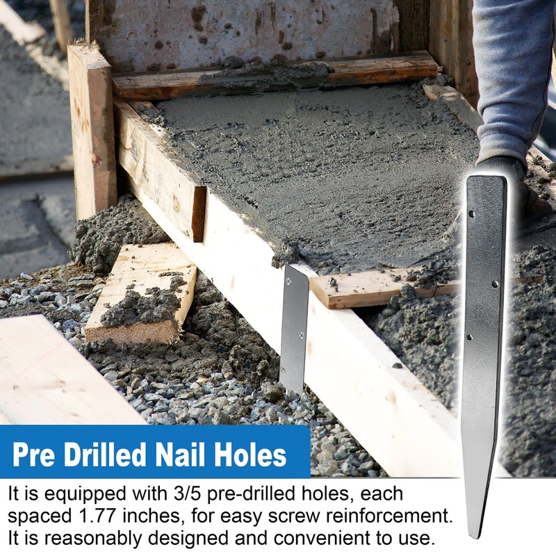 Flat Steel Stakes for Concrete Forms - 12 x 1.4in,