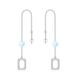 Larimar Threader Earrings 925 Sterling Silver Larimar Earrings for Women Larimar Dangle Earrings Natural Larimar Jewelry for Women