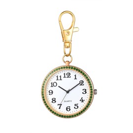 JewelryWe Pocket Watch with Carabiner Key Ring Quartz Watch Analogue Rhinestone Watch for Doctors Nurses Paramedic Chefs Gold White, c, Festive Occasions