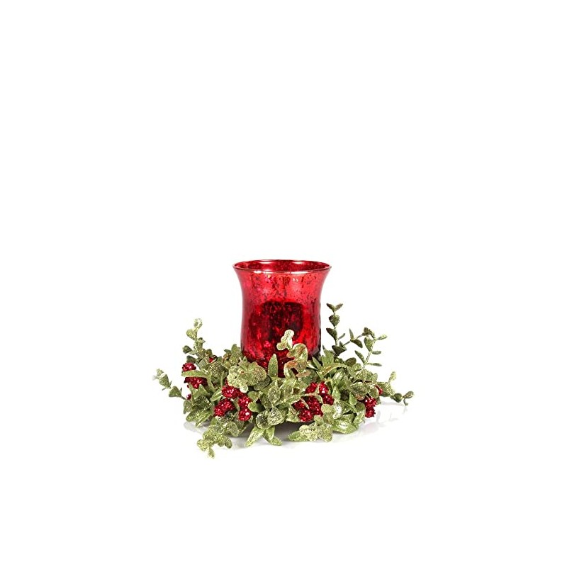 Ganz Kissing Krystals Small Red Mecury Glass Hurrican Candle Holder