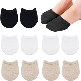 iPobie 5 Pairs of Cotton Toe Topper Liner Socks, Ladies Women Semi Toe Socks