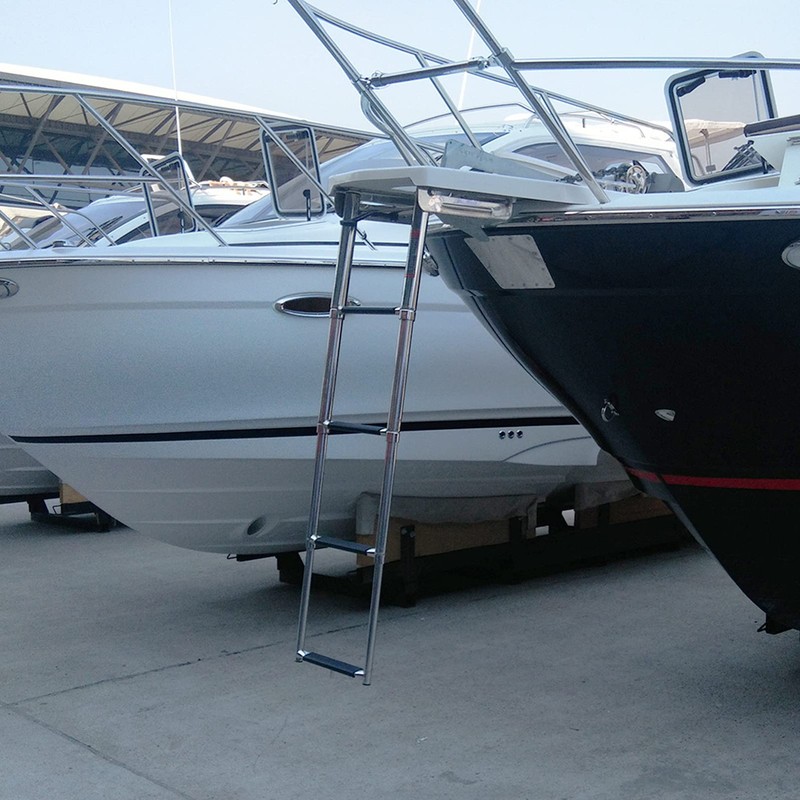 Stainless Steel Telescopic 4 Step Pontoon Boat Ladder, Extendable Dive