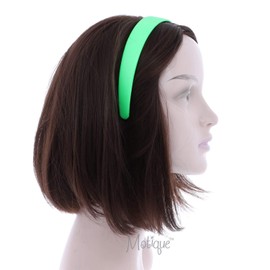 Motique Accessories Neon Green 1 Inch Wide Leather Like Headband Solid Hair band