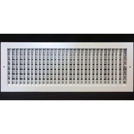HVAC Premium 24"w X 8"h Adjustable AIR Supply Diffuser - HVAC Vent Cover Sidewall or Ceiling - Grille Register - High Airflow - White [Outer Dimensions: 25.75"w X 9.75"h]