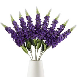 IPOPU 8PCS Snapdragon Artificial Flowers Purple Delphinium Artificial Silk Flowers Long Stem Hyacinths Fake Flowers for Wedding Home Outdoor Floral Arrangements Centerpieces Table Decorations (Purple)