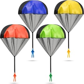 Juguetes de paracaídas para niños (Paquete de 4) - Figuras Militares para lanzar Que no se enredan, Colores Vivos, Juguetes para Exterior, Recuerdos de Fiesta y Regalos para niños y niñas