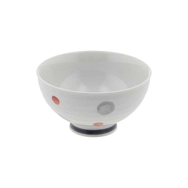 Saikai Pottery 74067 Arita Ware Rice Bowl, Medium, Gray Polka