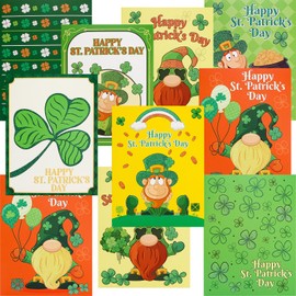 Fancy Land St.Patrick's Day Cards with Envelopes 24 Pack Glitter Shamrock Cards Blank Inside Party Supply Green Cards