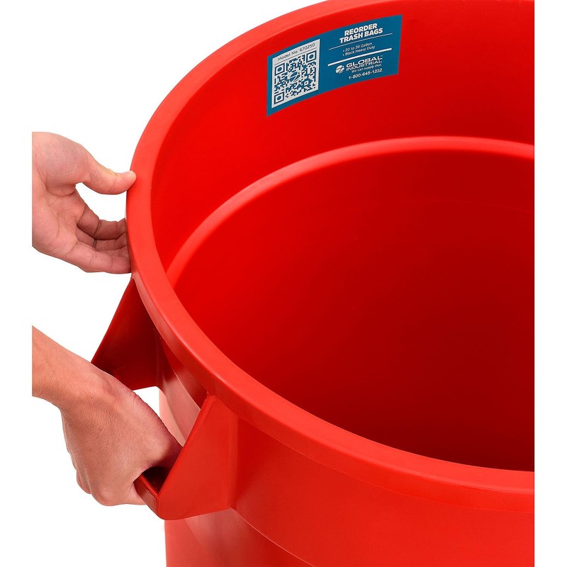 Global Industrial Commercial Round Trash Can, 32 Gallon Capacity, Plastic
