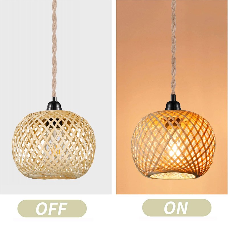 EcoGehen Vintage Pendant Lamp with Plug - Boho Lamp Pendant
