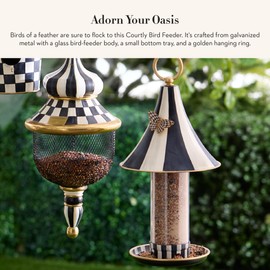 MACKENZIE-CHILDS Bird Feeder, Decorative Metal Bird Feeder for Outdoors, Courtly Stripe