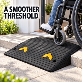 SucceBuy 3-Inch Rubber Threshold Ramp, 35.5 x 18 In Non-Slip Curb Ramp with 15-Ton Capacity
