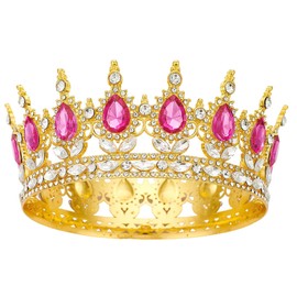 YOUlDIANZI Queen Crown Rhinestone Wedding Crowns and Tiaras for Women Costume Party Hair Accessories Princess Birthday Crown Crystal Bridal Crown (Golden Rose)