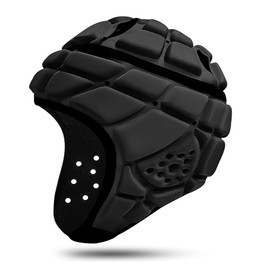 Great Call Athletics Flag Football Helmet Pro Rugby Scrum Cap Padded Headgear Adjustable Adult Youth Red Black Head Protector (Black, Medium), RUG-500