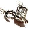 Goat Head Pendant Necklace Baphomet Aries Capricorn Silvertone Big Horn