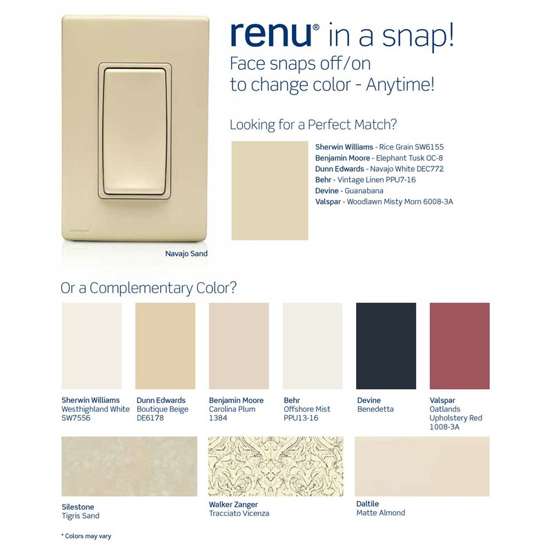 Leviton RK15X-NS Renu Switch Color Change Kit, Navajo Sand
