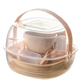 48 Piece Camping Picnic Dishes Set, Portable Plastic Reusable Cutlery Set, Reusable Large Capacity Unbreakable Camping Dishes Set for Camping Cooking, Picnic Traveling