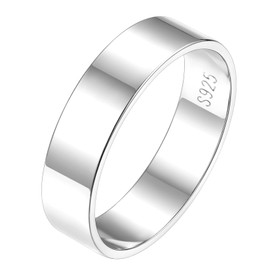 Silvora 925 Silver Ring, Men's, Simple Ring, Women's Popular, Flat, Width 0.1/2 inch (3/5 mm), Pair Accessory