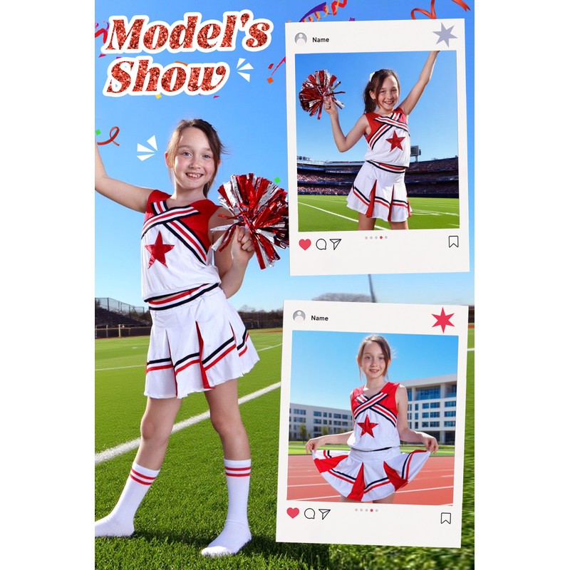 LOLANTA Little Girls Cheerleader Uniform Outfit Cheerleading Costume Fun Varsity