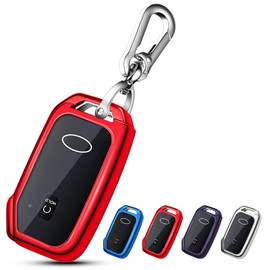 QBUC for KIA Key Fob Cover Case with Keychain for 2019 2020 2021 2022 Kia Ceed Cerato Forte etc (1 OR NO Button ON Front Surface ONLY) (Red)