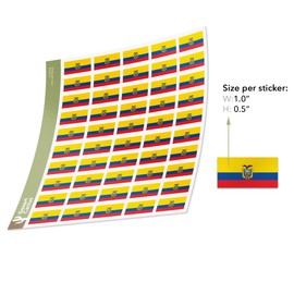 Desert Cactus Ecuador Country Flag Sticker Decal 1 Inch Rectangle Sheets 50 Total Pieces Kids Logo Scrapbook Car Vinyl Window Bumper Laptop Ecuadorian R