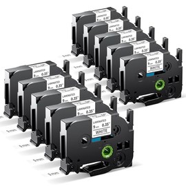 MarkField TZe-221 9 mm Label Tape Compatible with Brother P Touch Tapes, Black on White, TZ TZe221, 0.35 Inch Tape Cassette, for PT-H100LB H105 H107 H110 PT-D210 D410, PT-P310BT P710BT Cube, Pack of