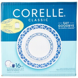 Corelle Cobalt Circles 16-Piece Dinnerware Set Service for 4 Blue