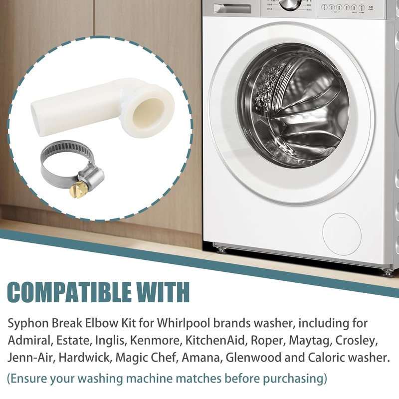 208847 Syphon Break Elbow Kit for Whirlpool, Maytag, Kenmore Washer