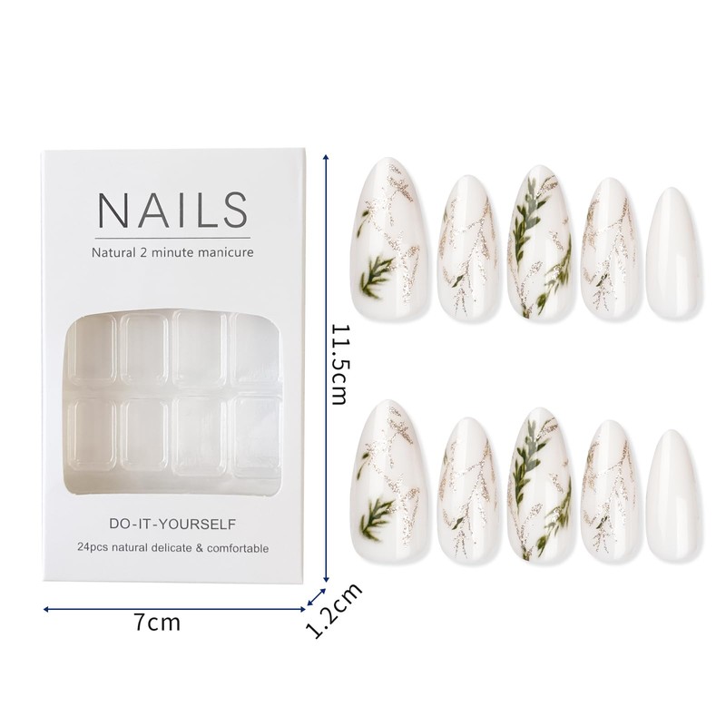 Floral Design Almond Press On Nails