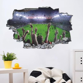 ANHUIB Large 3D Football Wall Stickers,Football Stickers for Bedrooms for Boys,Football Wallpaper Boys Room Wall Stickers,Soccer Football Vinyl Wall Art Decal for Teenagers Boys 3D Bedroom Accessories