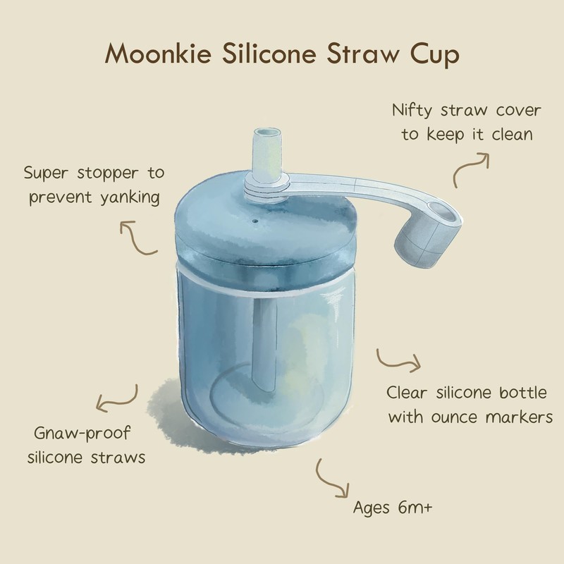 Moonkie Baby Training Cup Silicone Straw Cup | BPA-Free Drop-Proof
